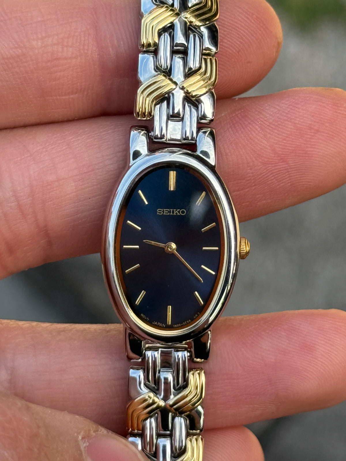 Vintage 1990 ‘Deep Navy’ Dial Two-Tone Seiko Watch 1N00-6L90 (Special ref. 000015)