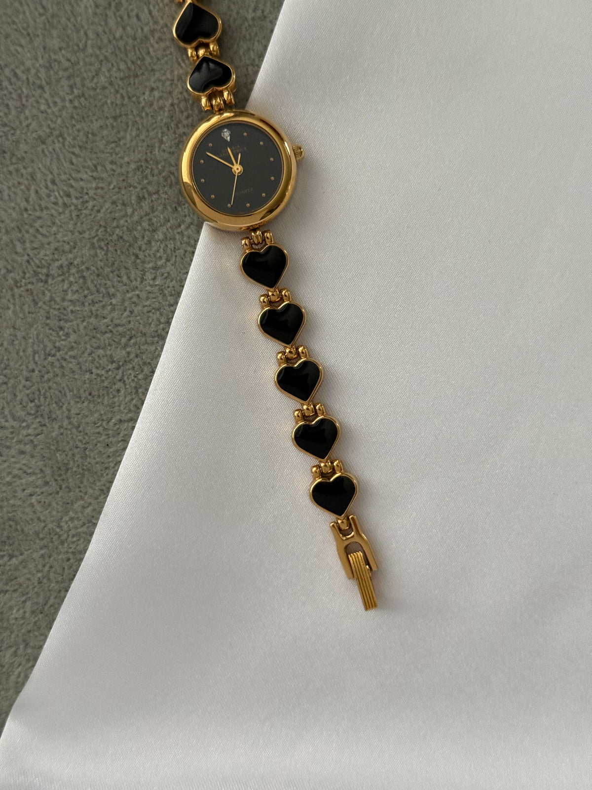 Vintage Black Heart Link Bracelet Watch – photo 4