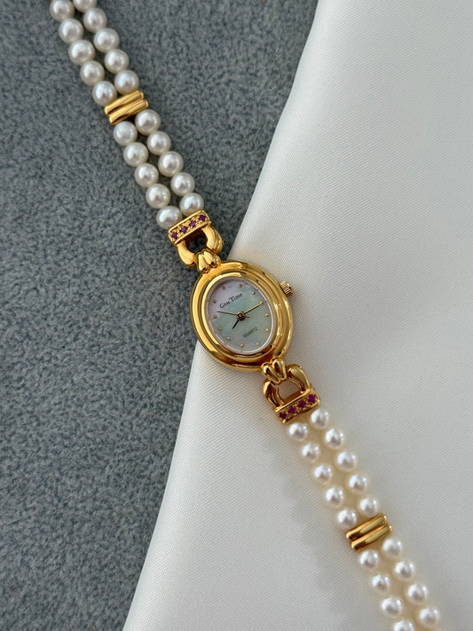 Vintage Ruby & Pearl Watch