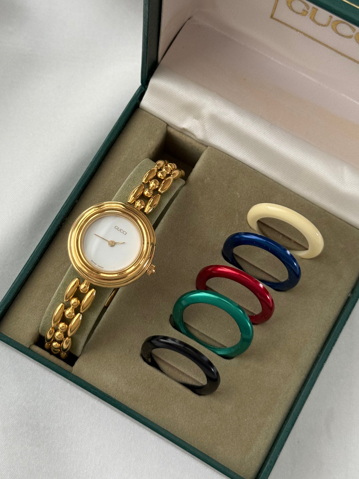 Vintage Gucci 1200L Watch with 6 Bezels, Box & Papers