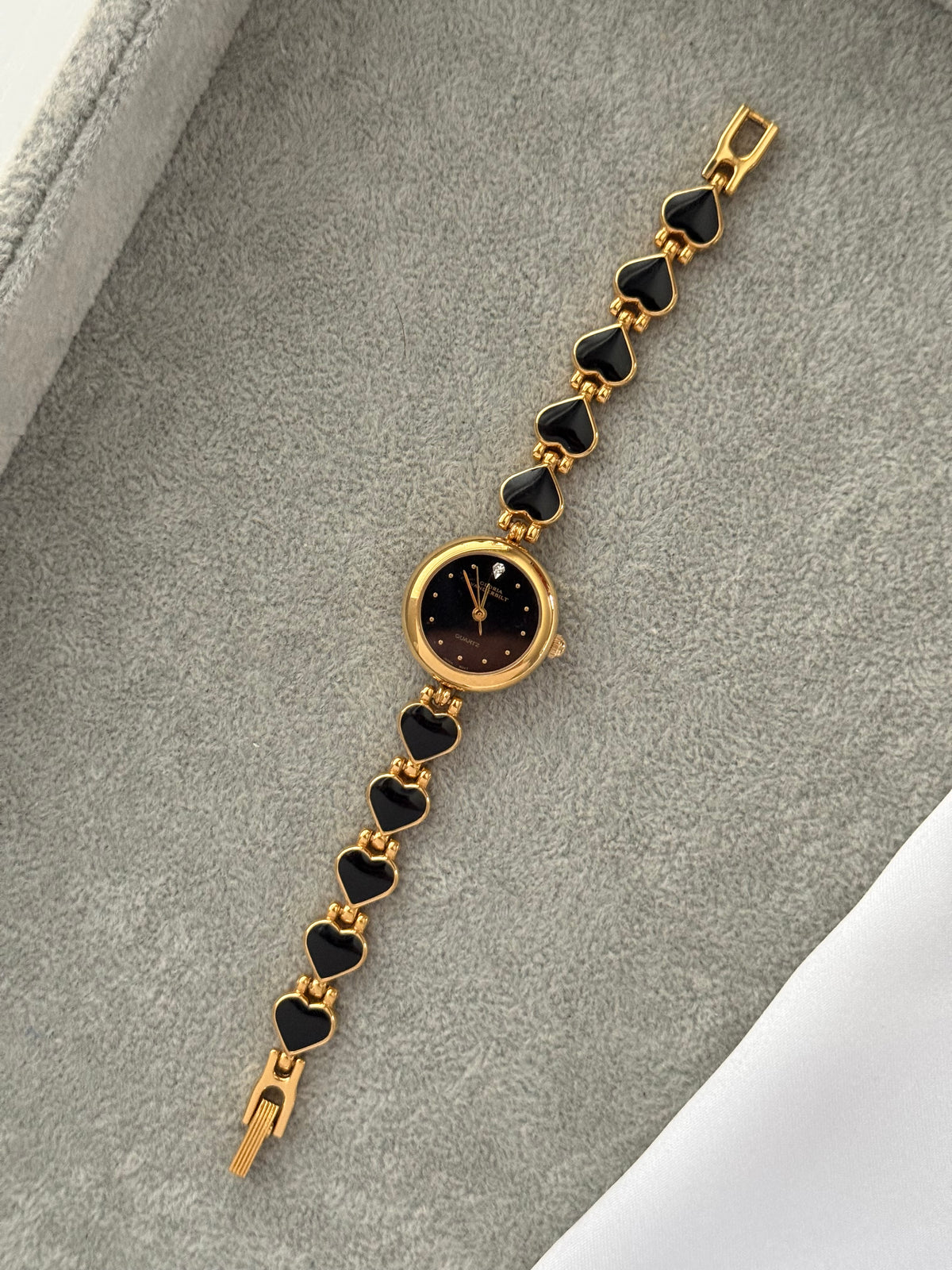 Vintage Black Heart Link Bracelet Watch – photo 5