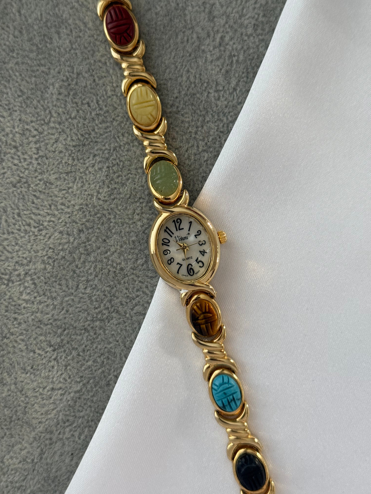 Vintage Scarab Stone Watch
