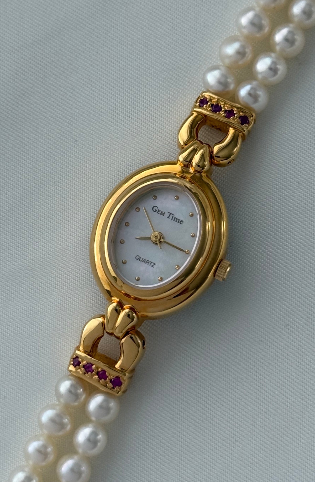 Vintage Ruby & Pearl Watch