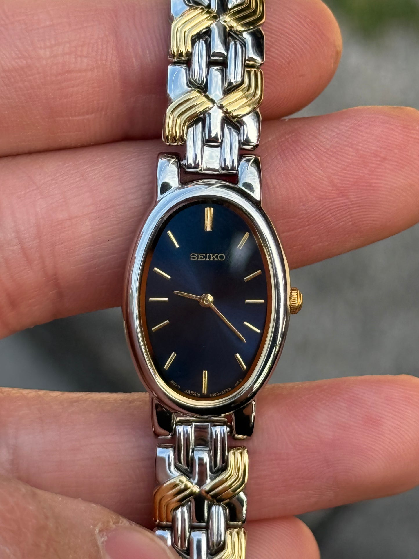 Vintage 1990 ‘Deep Navy’ Dial Two-Tone Seiko Watch 1N00-6L90 (Special ref. 000015)