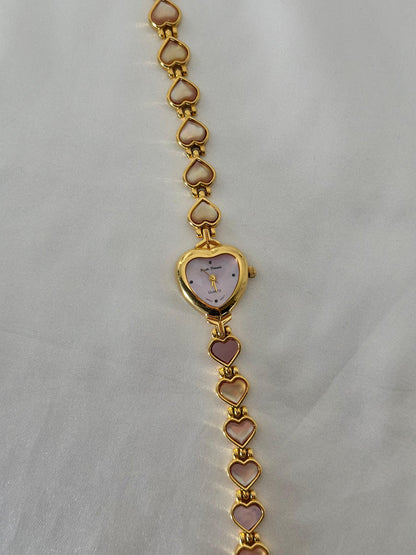 Vintage Pink Abalone Hearts Watch