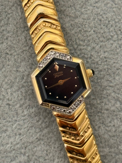 Rare Diamond Bezel With Black Dial Citizen Elegance Watch