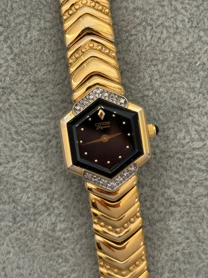Rare Diamond Bezel With Black Dial Citizen Elegance Watch