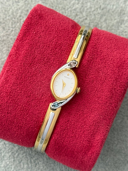 Vintage 1988 Two-Tone Gem Seiko Watch 1E20-6230