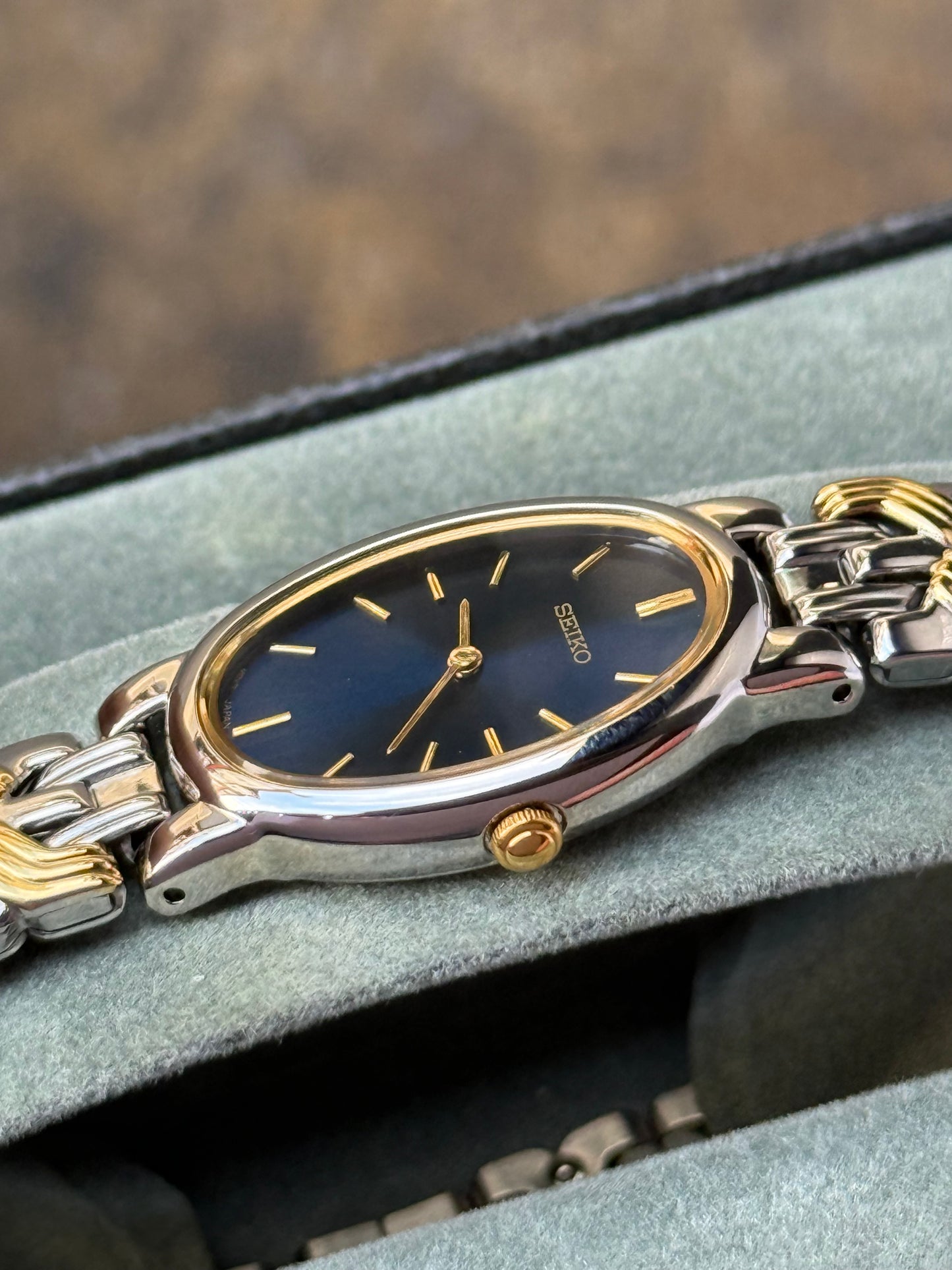 Vintage 1990 ‘Deep Navy’ Dial Two-Tone Seiko Watch 1N00-6L90 (Special ref. 000015)