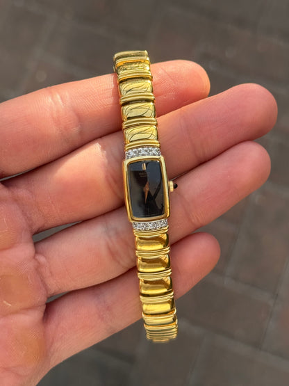 NW Vintage 90’s Diamond Bezel on Black Dial Seiko Watch 2E20-6929