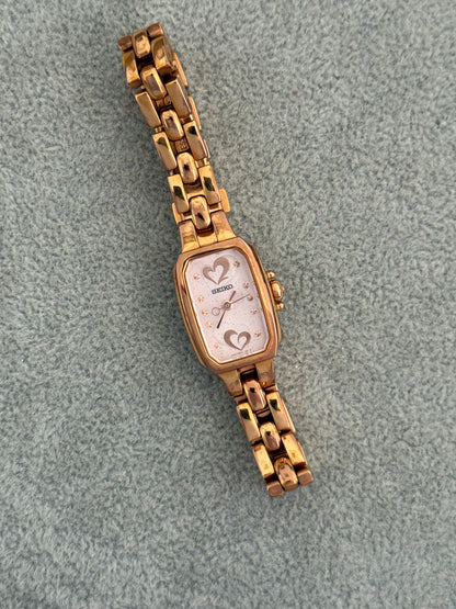 Very Rare & Boxed Special Edition Rose Gold Hearts Seiko Watch 1N01-0PD0