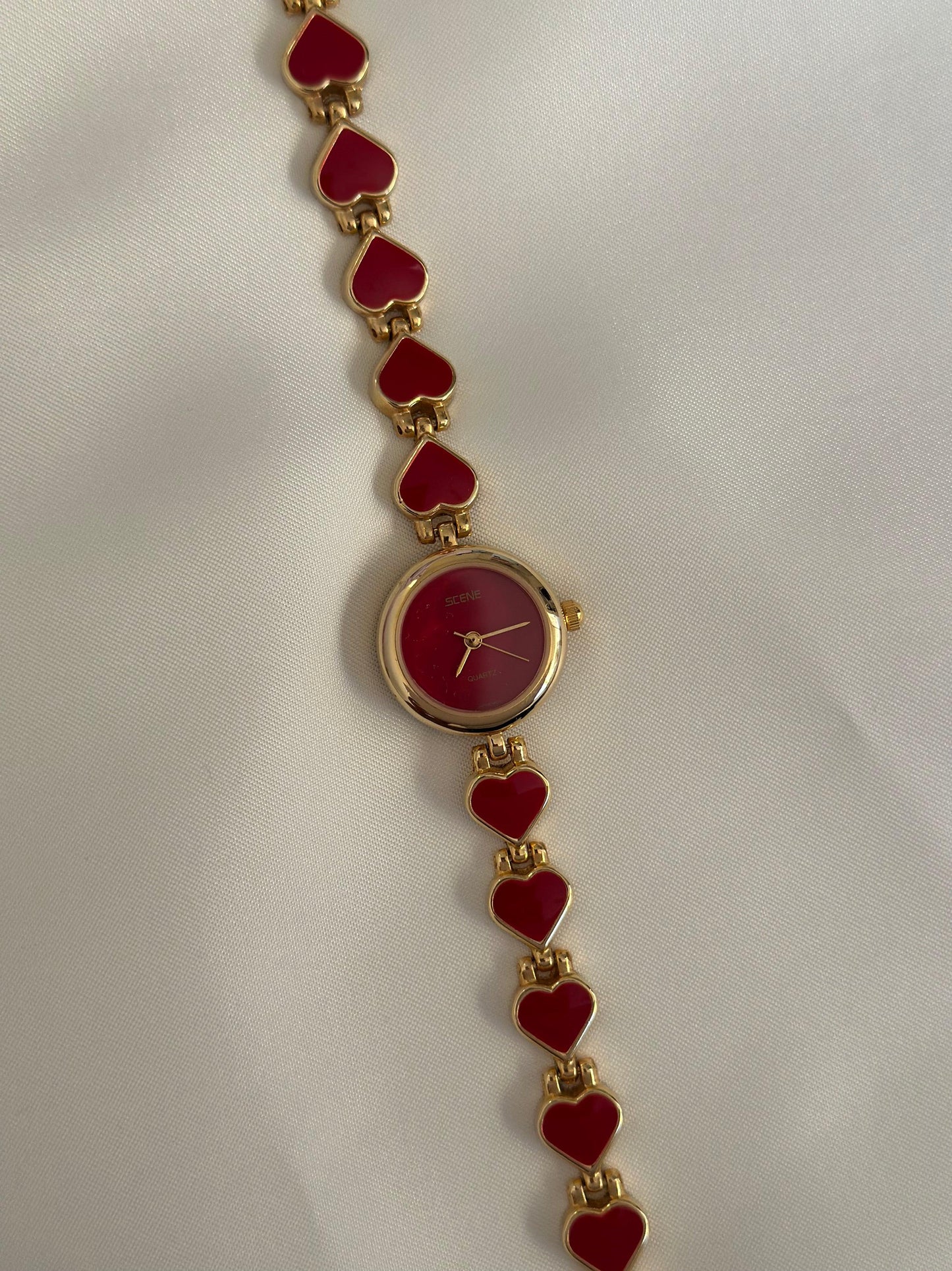 Vintage Red Hearts Watch