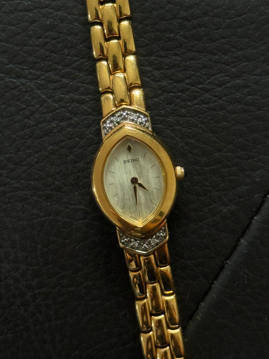Rare Vintage 1990’s Diamond Bezel Seiko Watch 1N00-6E79