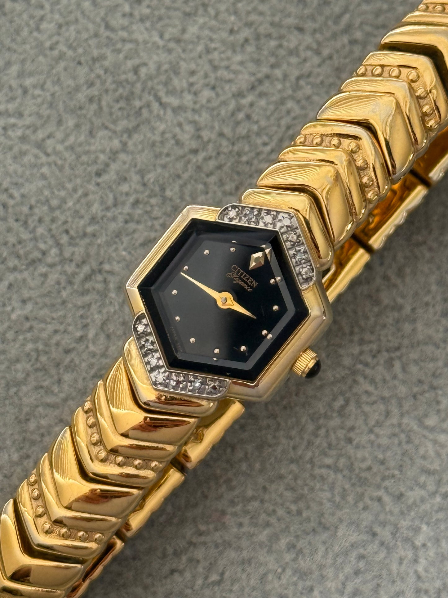 Rare Diamond Bezel With Black Dial Citizen Elegance Watch