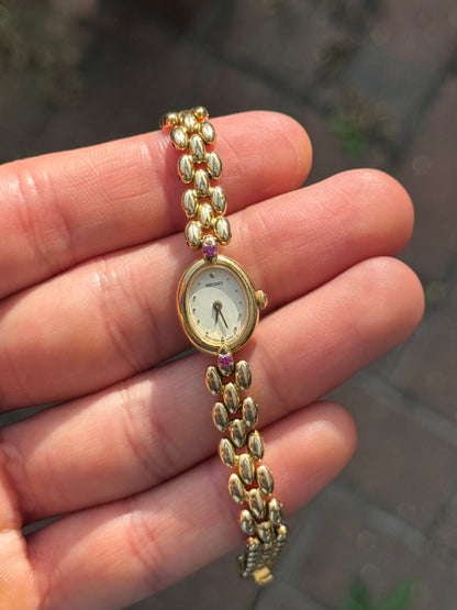 Rare Vintage 80’s Ruby Gem Seiko Watch 1E20-6140