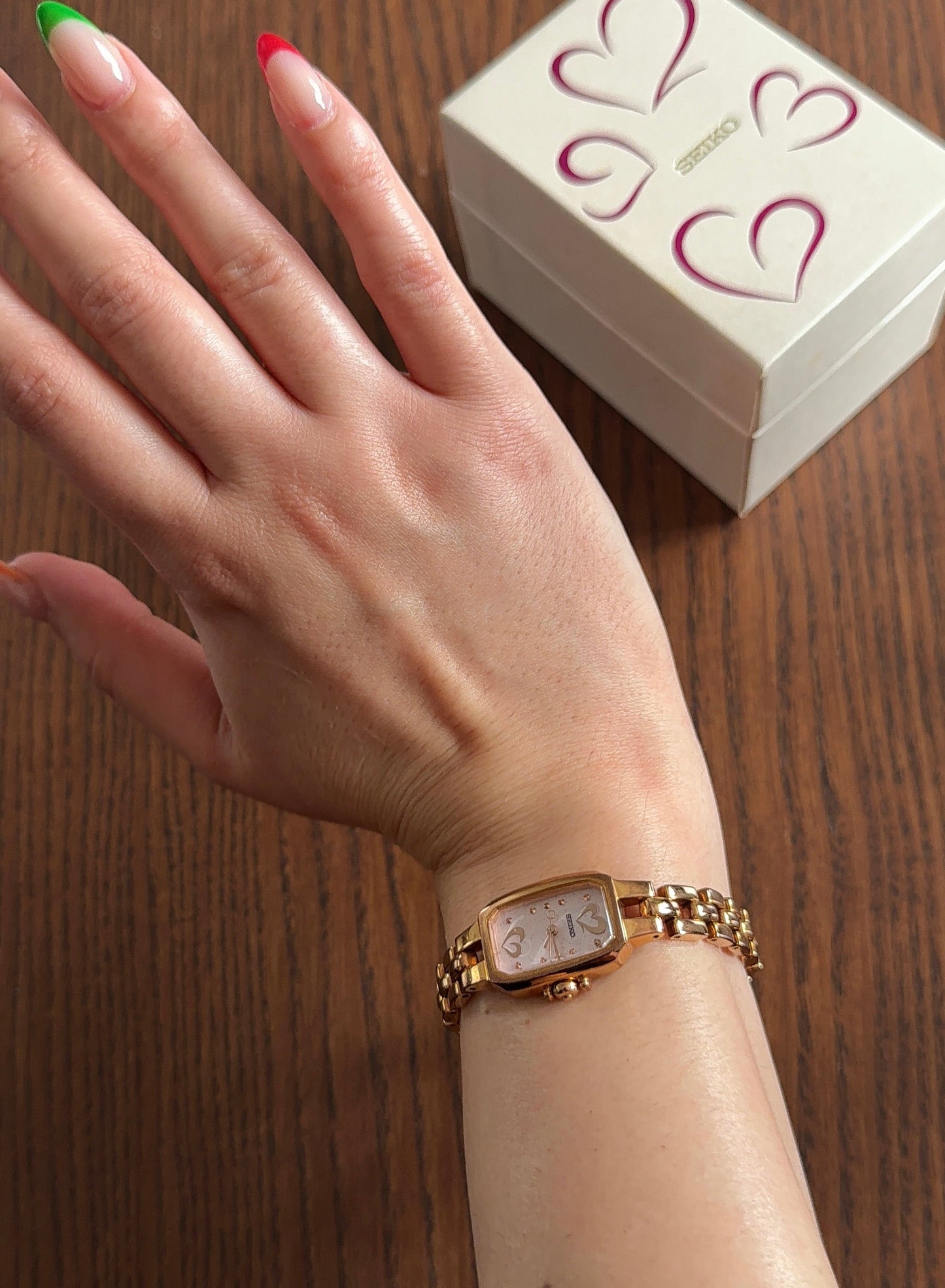 Very Rare & Boxed Special Edition Rose Gold Hearts Seiko Watch 1N01-0PD0
