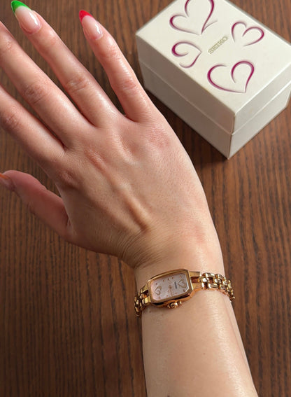 Very Rare & Boxed Special Edition Rose Gold Hearts Seiko Watch 1N01-0PD0