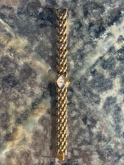 Vintage Citizen Golden Leaf Bracelet Watch with Mother of Pearl Dial