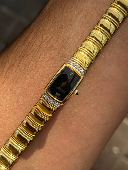 NW Vintage 90’s Diamond Bezel on Black Dial Seiko Watch 2E20-6929