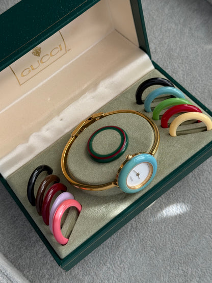 Vintage 1100L Gucci Watch with 12 Interchangeable Bezels