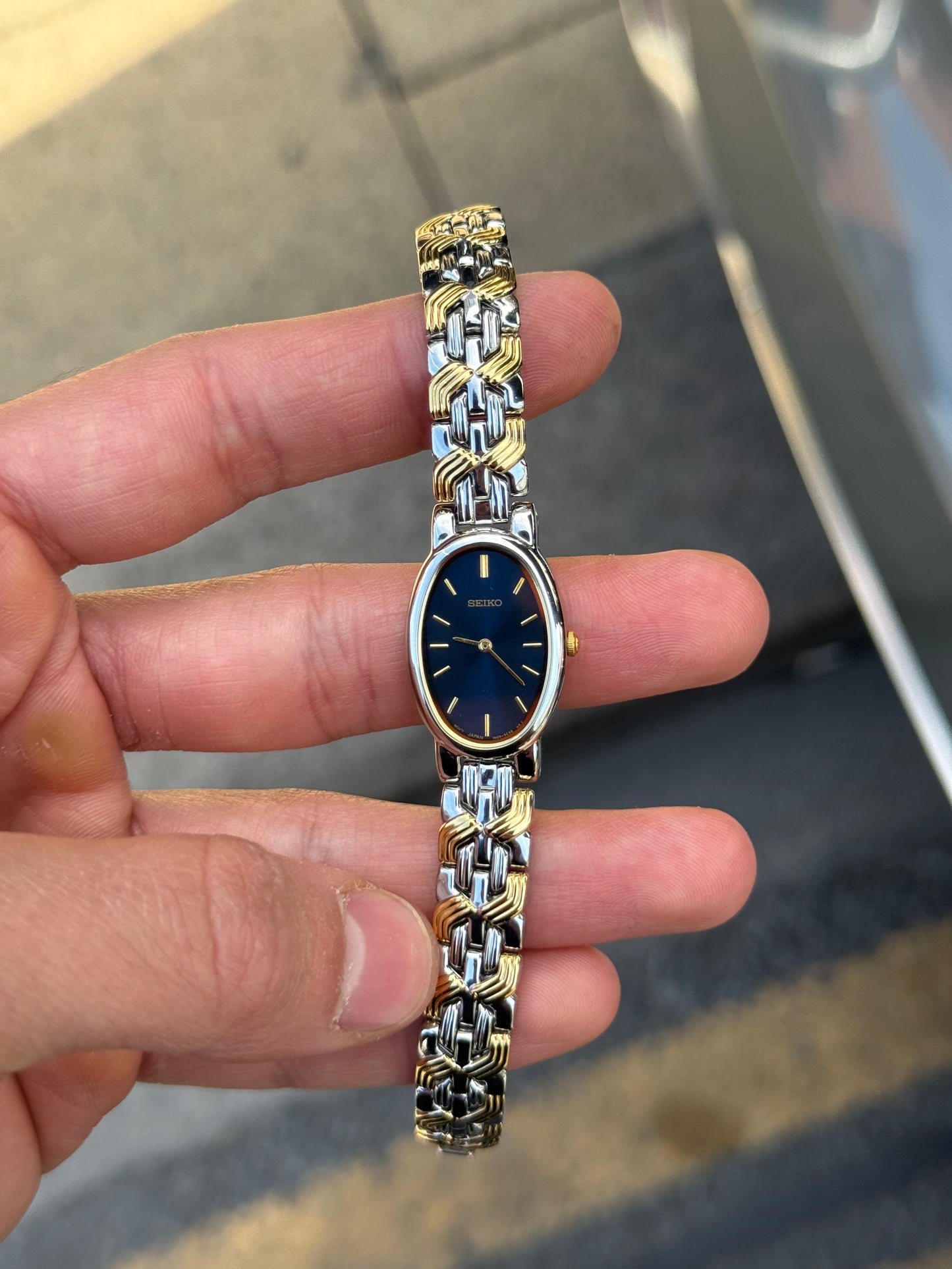 Vintage 1990 ‘Deep Navy’ Dial Two-Tone Seiko Watch 1N00-6L90 (Special ref. 000015)