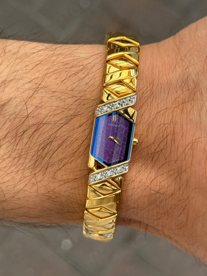 Full Set 1985 Seiko Lassale with Striking Purple Dial & Diamond Bezel Watch 2E20-6989