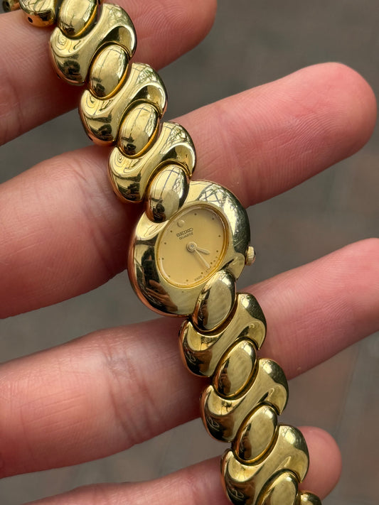 Rare April 1992 Gold Asymmetric Seiko Watch 4N00-5910