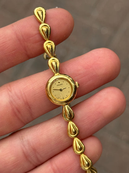 Rare 1989 Gold Raindrop Seiko Watch 1E20-0540