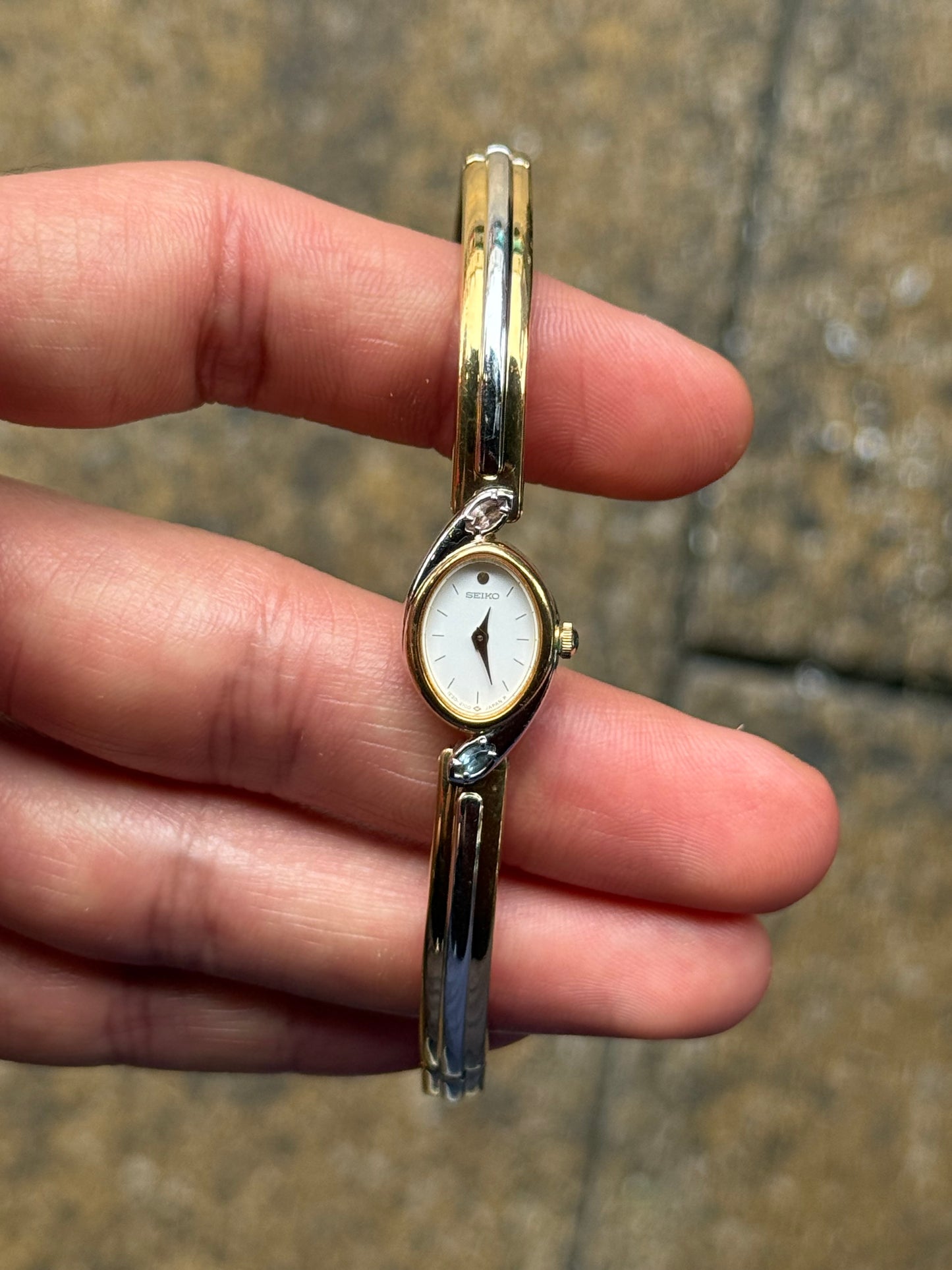 Vintage 1988 Two-Tone Gem Seiko Watch 1E20-6230