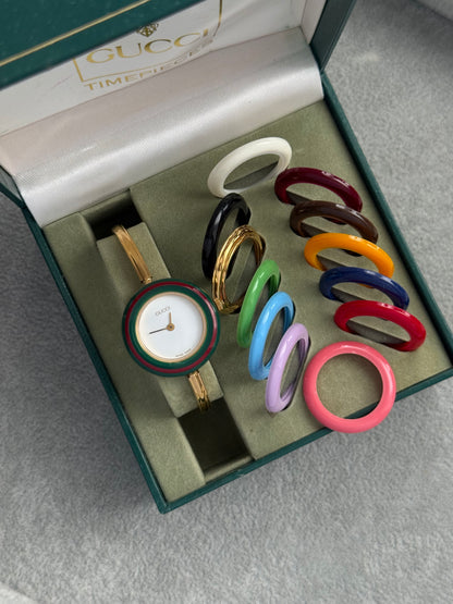 Vintage 1100L Gucci Watch with 13 Interchangeable Bezels