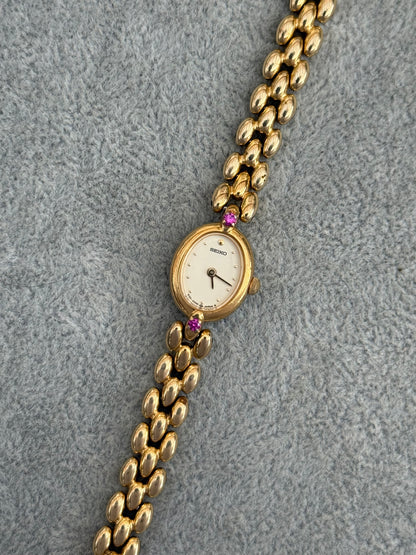 Rare Vintage 80’s Ruby Gem Seiko Watch 1E20-6140