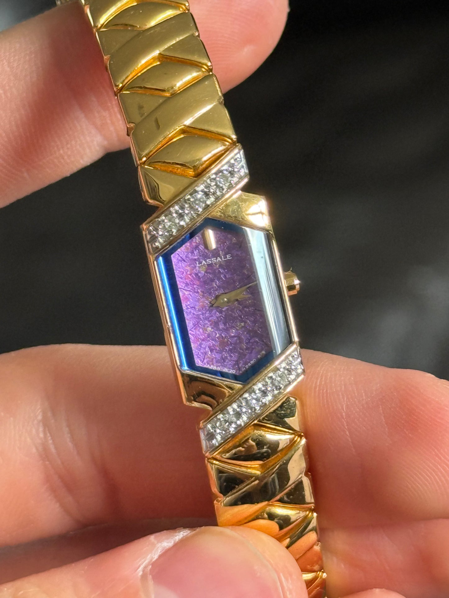 Full Set 1985 Seiko Lassale with Striking Purple Dial & Diamond Bezel Watch 2E20-6989