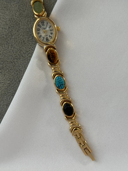 Vintage Scarab Stone Watch