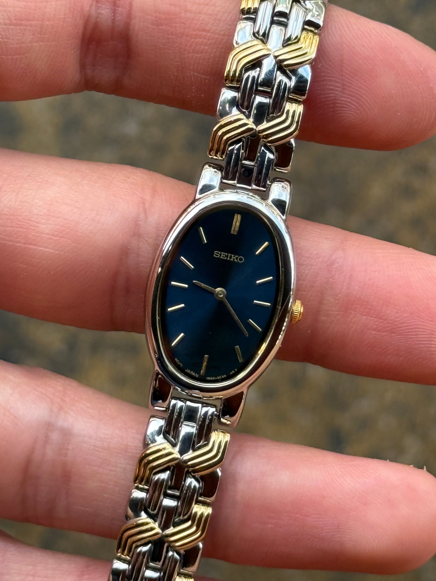 Vintage 1990 ‘Deep Navy’ Dial Two-Tone Seiko Watch 1N00-6L90 (Special ref. 000015)