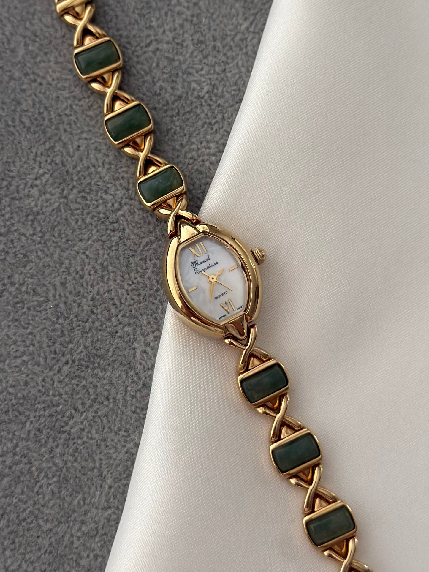 Vintage Jade Stone Marcel Drucker Watch