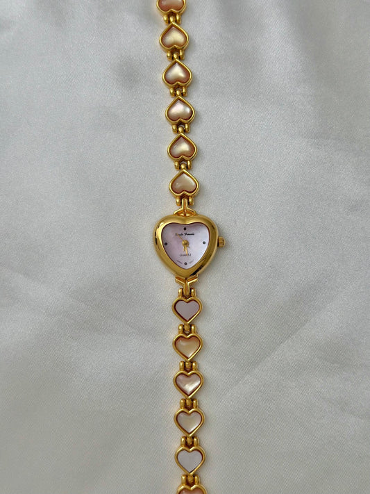 Vintage Pink Abalone Hearts Watch