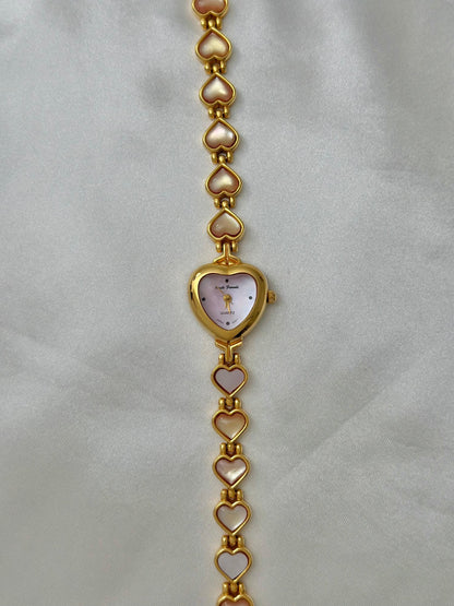 Vintage Pink Abalone Hearts Watch