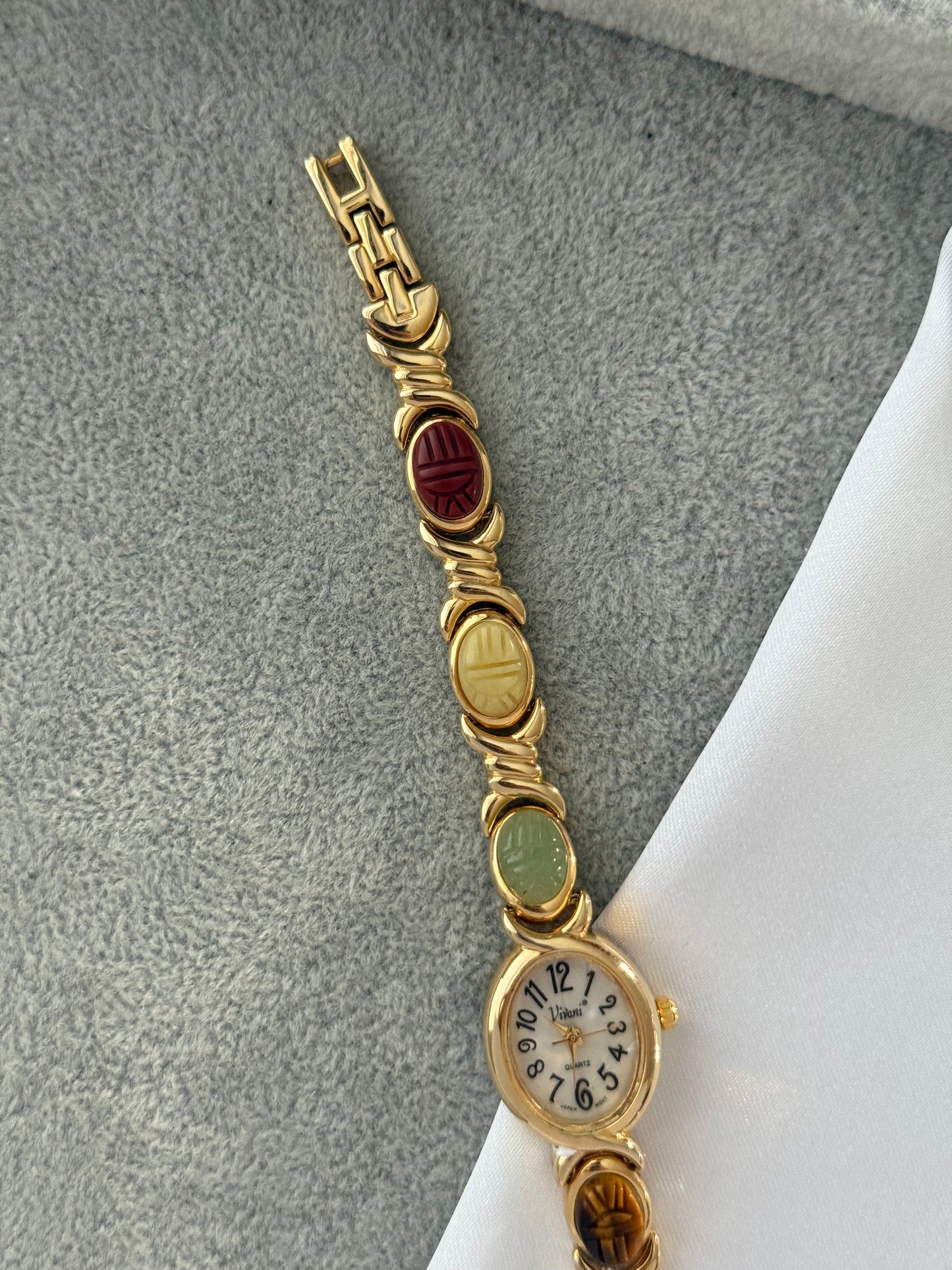 Vintage Scarab Stone Watch