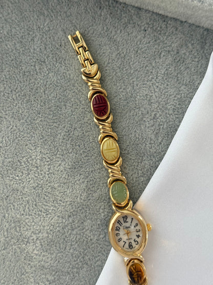 Vintage Scarab Stone Watch