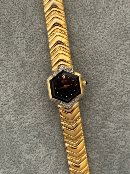 Rare Diamond Bezel With Black Dial Citizen Elegance Watch