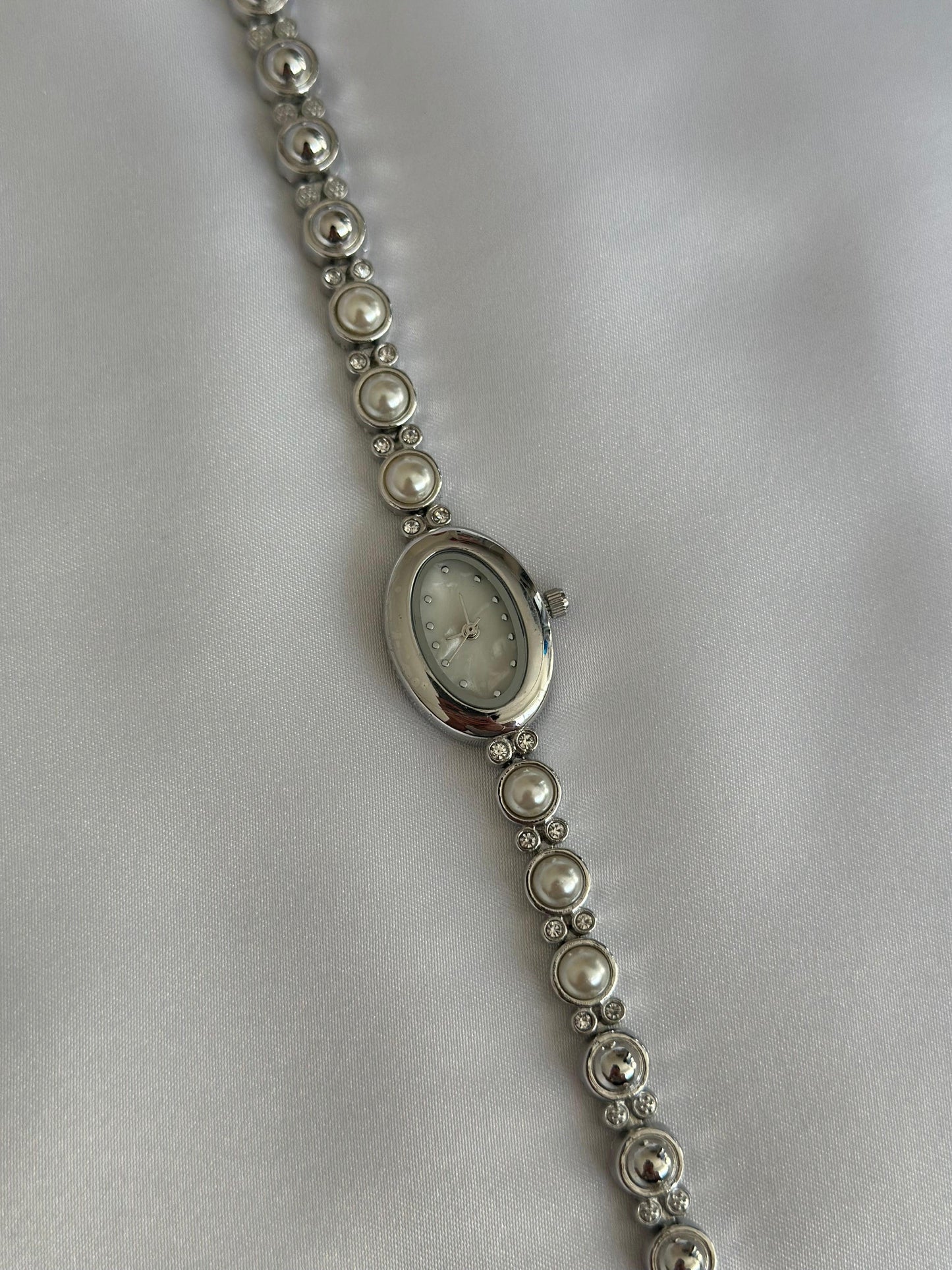 Vintage Silver Pearl Watch