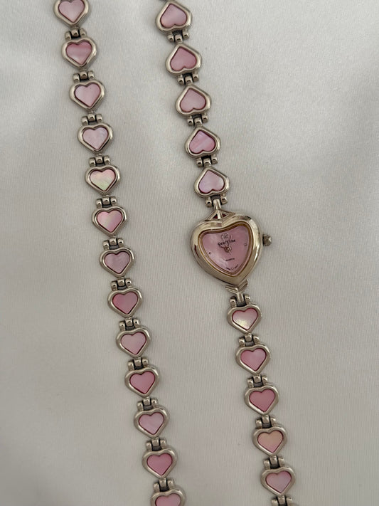 Rare Pink Abalone Hearts Watch Set