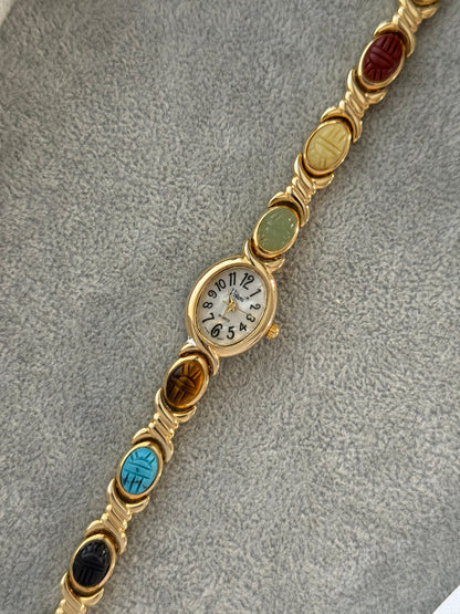 Vintage Scarab Stone Watch