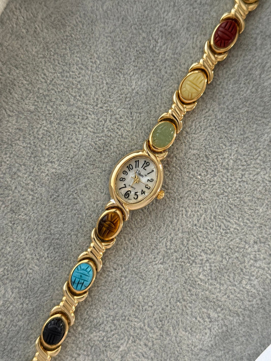 Vintage Scarab Stone Watch