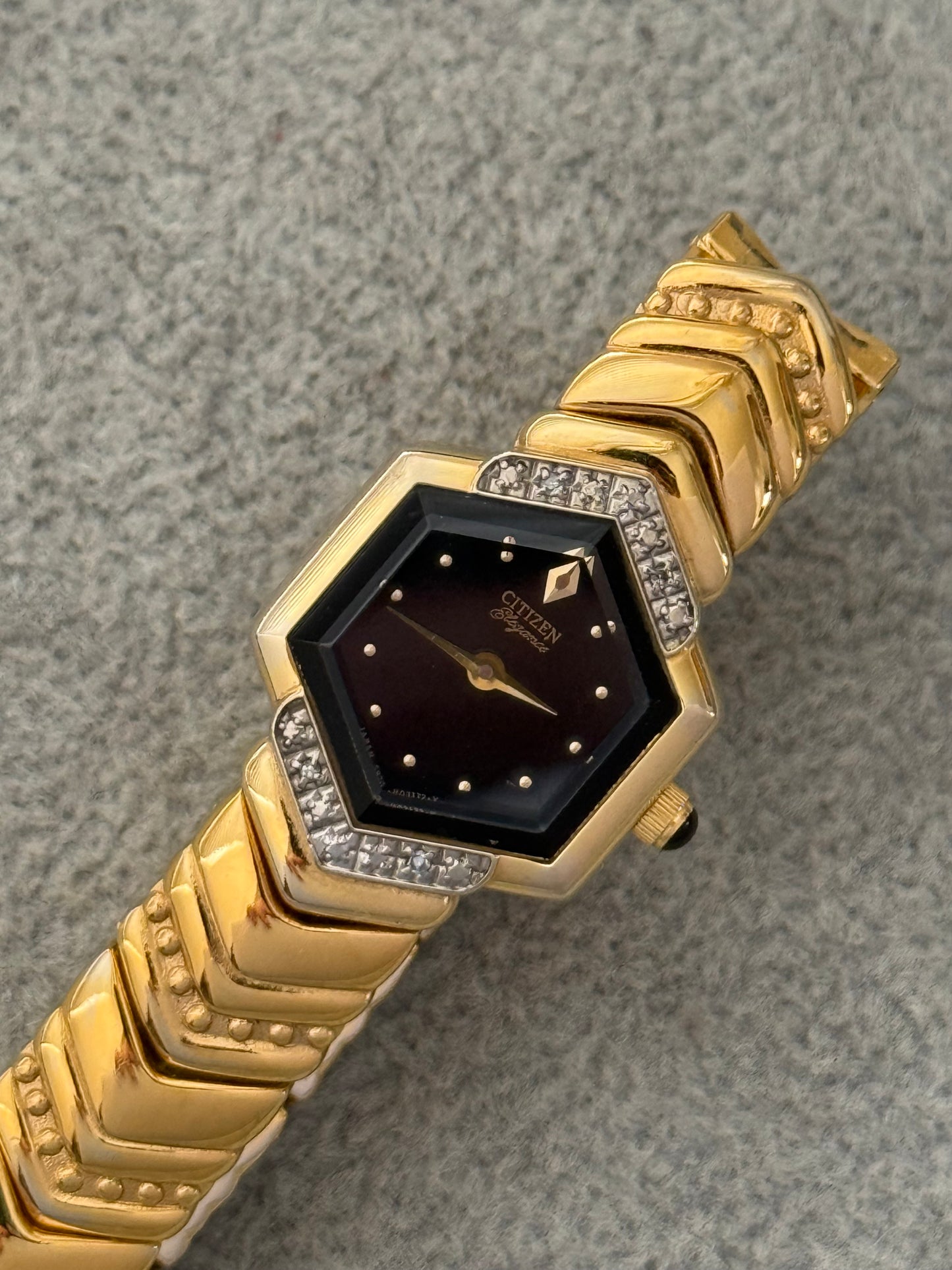 Rare Diamond Bezel With Black Dial Citizen Elegance Watch