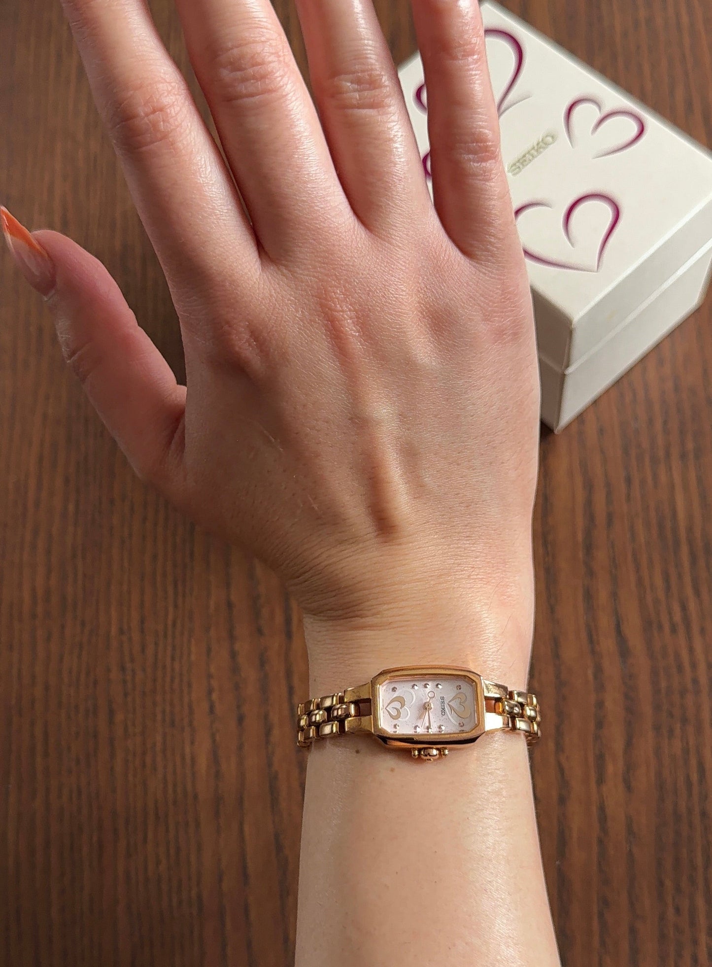 Very Rare & Boxed Special Edition Rose Gold Hearts Seiko Watch 1N01-0PD0