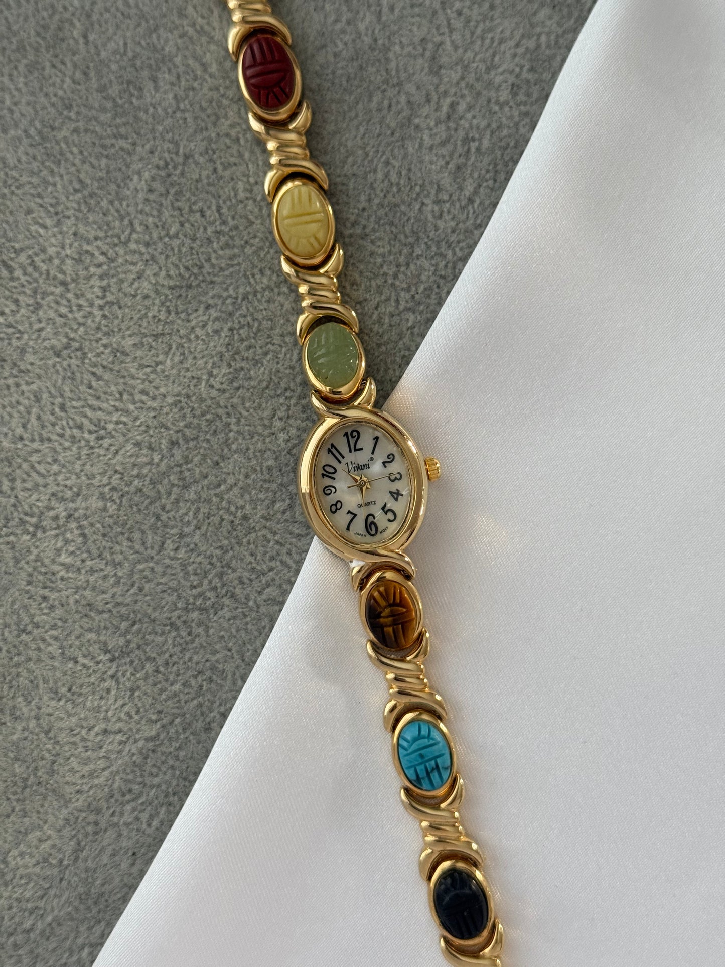 Vintage Scarab Stone Watch