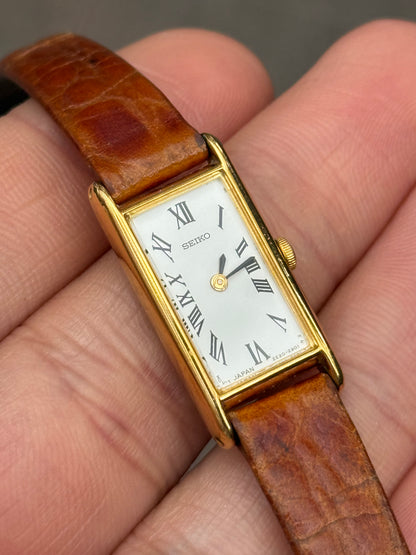 August 1991 Vintage Gold Seiko Tank w/ Original Calf Skin Leather Strap 2E20-2901