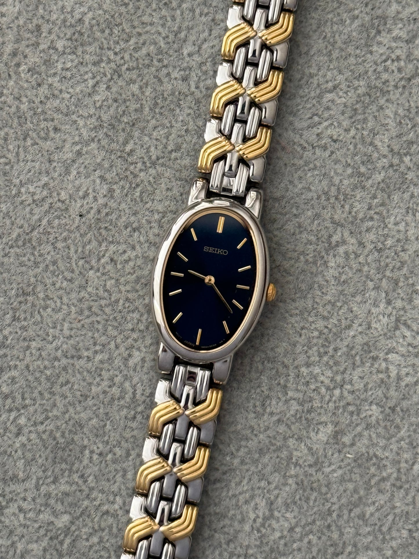 Vintage 1990 ‘Deep Navy’ Dial Two-Tone Seiko Watch 1N00-6L90 (Special ref. 000015)