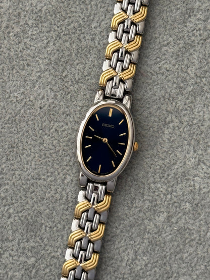 Vintage 1990 ‘Deep Navy’ Dial Two-Tone Seiko Watch 1N00-6L90 (Special ref. 000015)